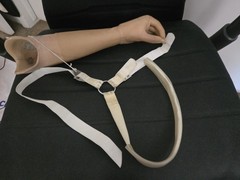 Left Below Elbow, Body-Powered Prosthetic Arm, VO Gloved Hand, Figure-9 Harness