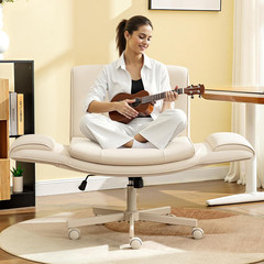 Adjustable Criss Cross Chair with Wheels & Armrests for Home & Office Use