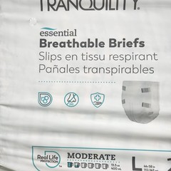 Tranquility Essential Adult Breathable briefs, Size L New
