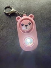 Cute Bear Personal Safety Alarm Keychain 130dB LED Flashlight USB Rechargeable