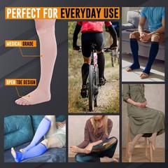 Doc Miller Open Toe Compression Socks 30-40 mmHg for Women & Medium, Beige