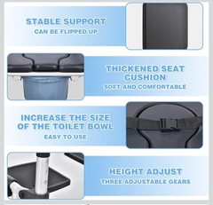 Shower Chair with Wheels 4 in 1 Folding Padded Bedside Commode,Detachable Bucket
