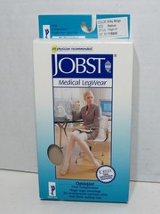 JOBST 115545 Opaque Compression Sock, Thigh High, 20-30mmHg Open Toe, Medium NEW