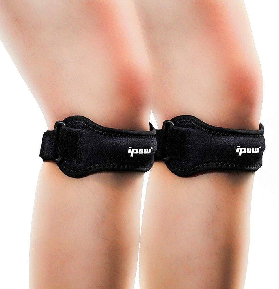 2 Pack Knee Pain Relief & Patella Stabilizer Knee Strap Brace Support, Black