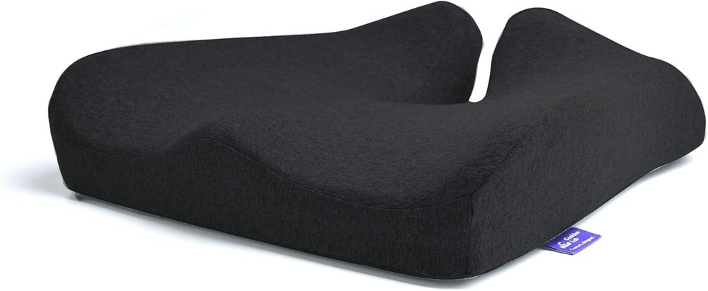 Cushion,featuring ultra-high-density memory foam for soft support. Black version