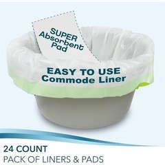 Disposable Commode Liners W/ Absorbent Pads Bedside Toilet Chair 48 Pack New