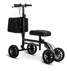 VitaSophy 4-Wheel Manual Knee Walker Scooter w/ Handbrakes/Basket Black/Green