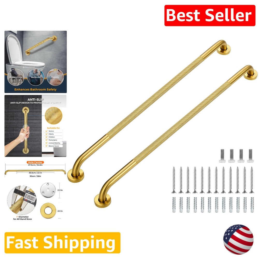 Heavy Duty 36″ Gold Grab Bars for Shower – 2pk, 500lb Capacity, Stainless