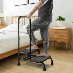 Step Stool with Handle, Non Slip Platform and Adjustable Handrail, Two Step S…