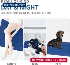 Waterproof Mattress Pad 34″x52″, Incontinence Bed Pads Washable, Slip Resistant