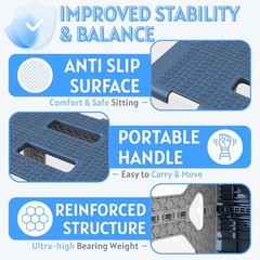 Folding Shower Stool – Foldable & Anti-Slip Shower Chair for Rectangular – Blue