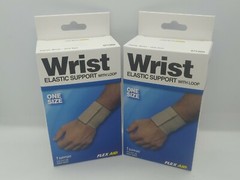 2 Pack Flex Aid Elastic Wrist Stabilizer Support Brace Wrap w/Loop, One Size