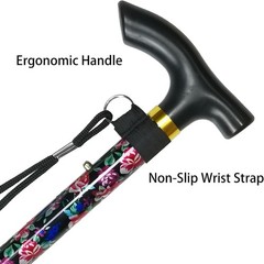 Adjustable Folding Cane Lightweight Aluminum Walking Stick with Wrist Strap f…