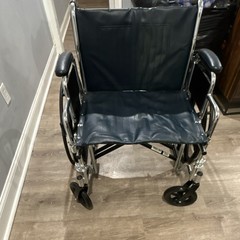 Foldable Manual Wheelchair Chrome Frame Padded Armrest Black Seat