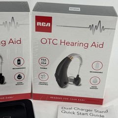 RCA OTC Hearing Aid – Rechargeable Right & Left Ear 15-Hour Battery w/Stand NEW
