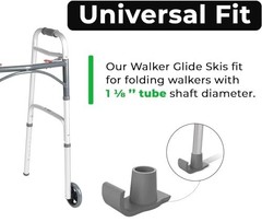Walker Ski Glides for Folding Walkers Universal Pair Indoor Outdoor Use