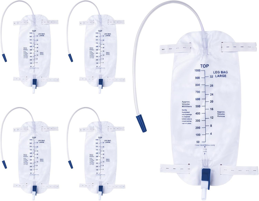 1000Ml Catheter Leg Bags, Urinary Drainage Bag for Men Women with Anti-Reflux Va