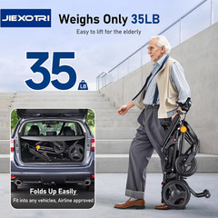 Lightweight Foldable Electric Wheelchair, 35lbs, 500W Motors, All Terrain, Black