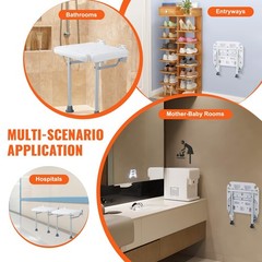 Folding Wall-Mounted Shower Seat – Space-Saving Bench, 500 lbs Capacity for Seni