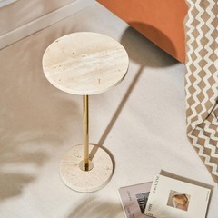 Premium Small Round Natural Marble Pedestal Side Table, End Table, Mini Drink…