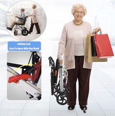 Aluminum Alloy Portable Folding Manual Wheelchair w/ Handbrake SYIV100-DY-102L