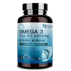 NATURE TARGET Omega 3 Fish Oil 2000mg Softgels with 120 Count (Pack of 1)