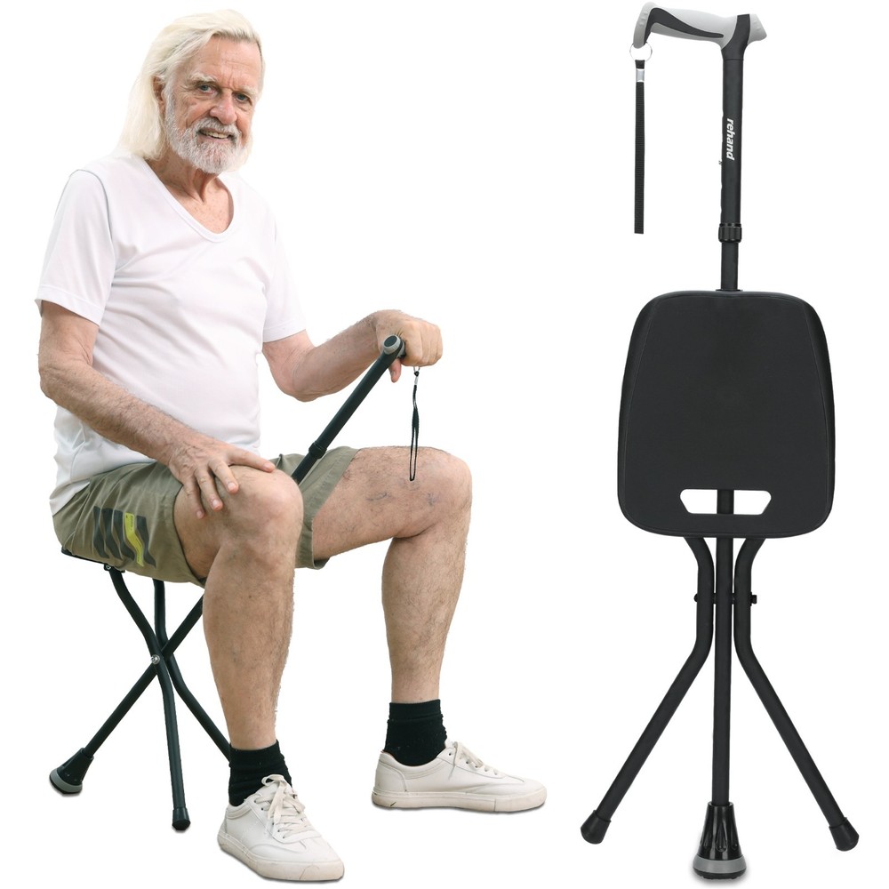 Walking Cane with Seat,Lightweight Foldable, Adjustable, Collapsible for Adults