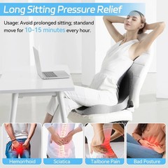 Memory Foam Ergonomic Seat Cushion Office Chair Back & Sciatica Relief
