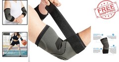 Medium Compression Elbow Sleeves with Strap – Tennis & Golf Pain Relief, 2-Pack