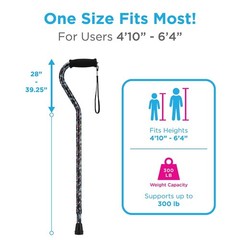 Joy Designer Offset Walking Cane for Seniors – Unisex Adjustable Lightweight …