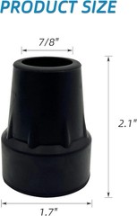 Durable 7/8 Inch Cane Tips – Metal Reinforced Skid-Resistant Rubber, Pack of 2