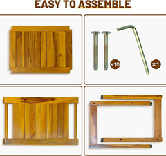 20″ Premium Teak Shower Bench with Shelf & Handle for Indoor/Outdoor Use