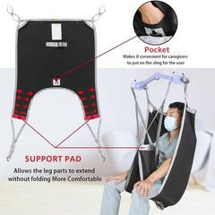 EZ Assistive Large Patient Lift Sling 500lb Divided Leg Transfer Black