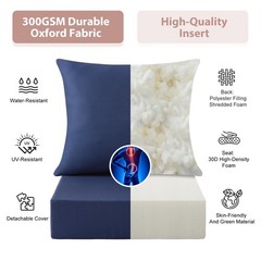 MuaMelop Outdoor Deep Seat Cushion Set, 24×24 24*24+5.75/25*22.5″, Navy Blue