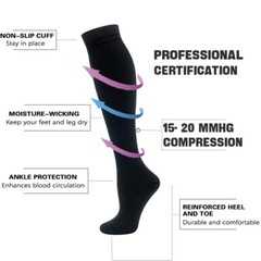3 Pairs Vital Compression Socks (15-20 mmHg) Moisture Wicking Support Stockings
