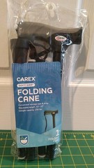 Carex Folding Soft Grip Walking Cane – Height Adjustable Cane With Wrist Strap