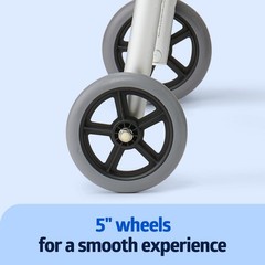 Two-Button Folding Walker 5in Wheels 32.5-38.5in 300-lb Capacity MDS86410W