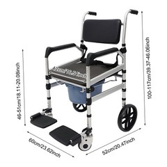 Adjustable Shower Chair Foldable Shower Chair w/Wheels Aluminum Alloy Height US