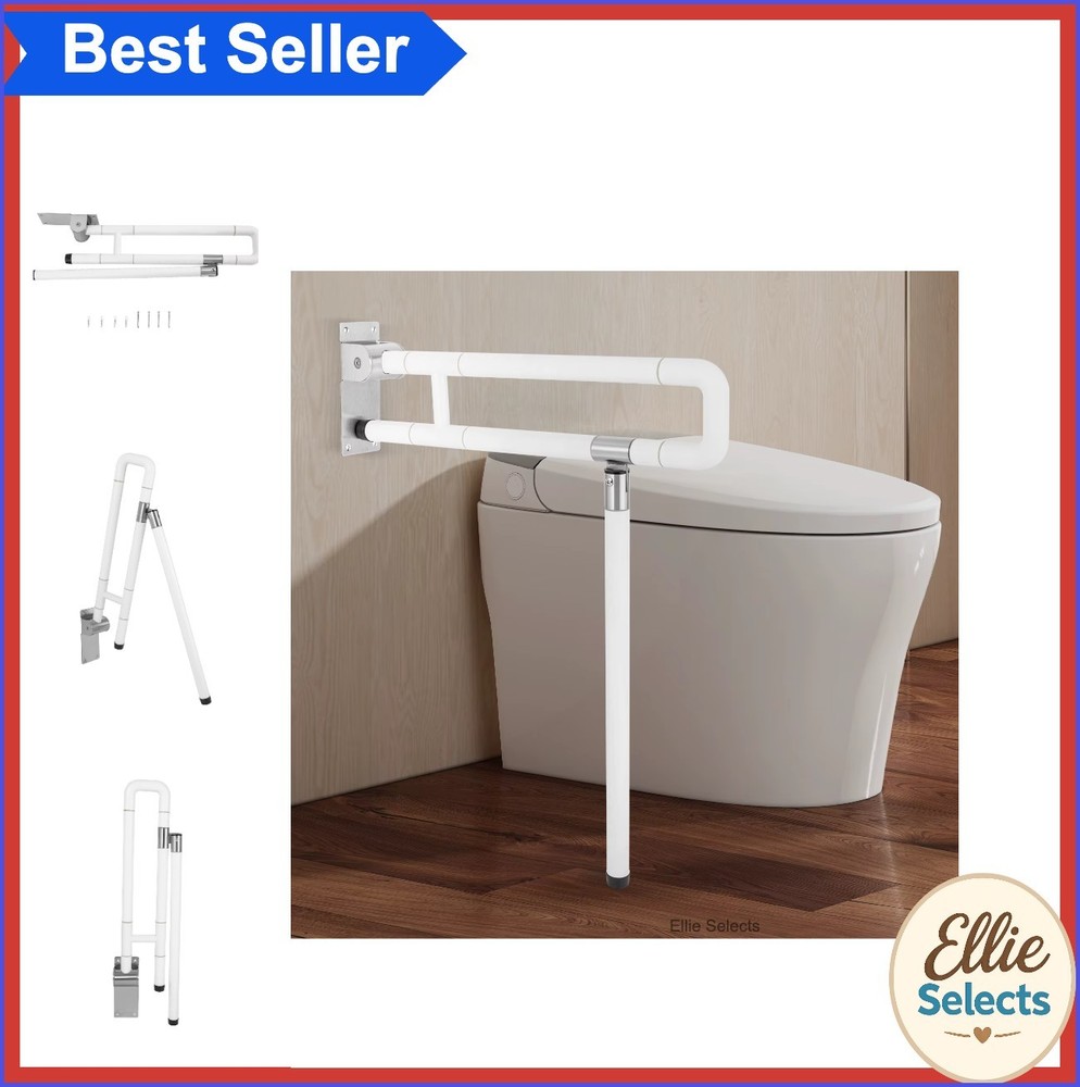 Foldable Drop Down Toilet Grab Bar Handicap Seat Support Rail Non-slip Bathroom