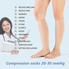 2x Unbranded Calf Compression Sleeves Leg Support Socks Shin Splint Varicose Vei