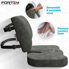 XL Memory Foam Seat Cushion with Lumbar Support for Pain Relief – Dark Grey
