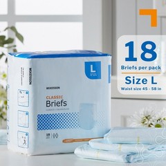 McKesson Classic Briefs, [18 Count], Large, 45-58 in. Blue