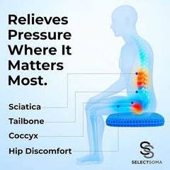 Double-Thick Gel Seat Cushion for Long Sitting Pressure Relief for Back, Scia…