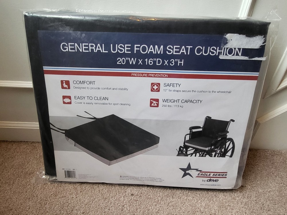 Drive Eagle Series General Use Foam Wheelchair Seat Cushion 20 x 16 x 3 * NEW