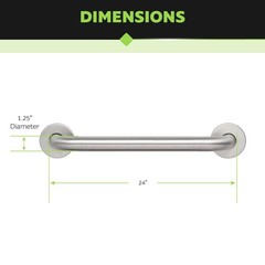 Homewerks 24″ Stainless Steel Grab Bar ADA Compliant Concealed Screws