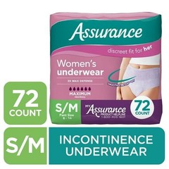 Assurance Women’s Incontinence & Postpartum Underwear, S/M , Maximum Absorbency