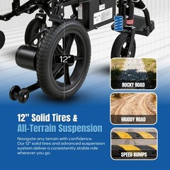 ROBTWOK Lightweight Electric Wheelchair 265lbs Capacity Comfortable for Travel