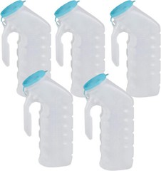 5 Ct, Medline Deluxe Male Urinal Glow in the Dark Lid Incontinence Pee 1,000 mL