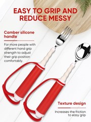Adaptive Utensils for Disability Gadgets Swivel Fork Spoon Easy White + Red