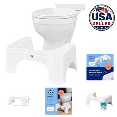 Toilet Stool 7 Inch Height White 350 lb Capacity Polypropylene Bathroom Step